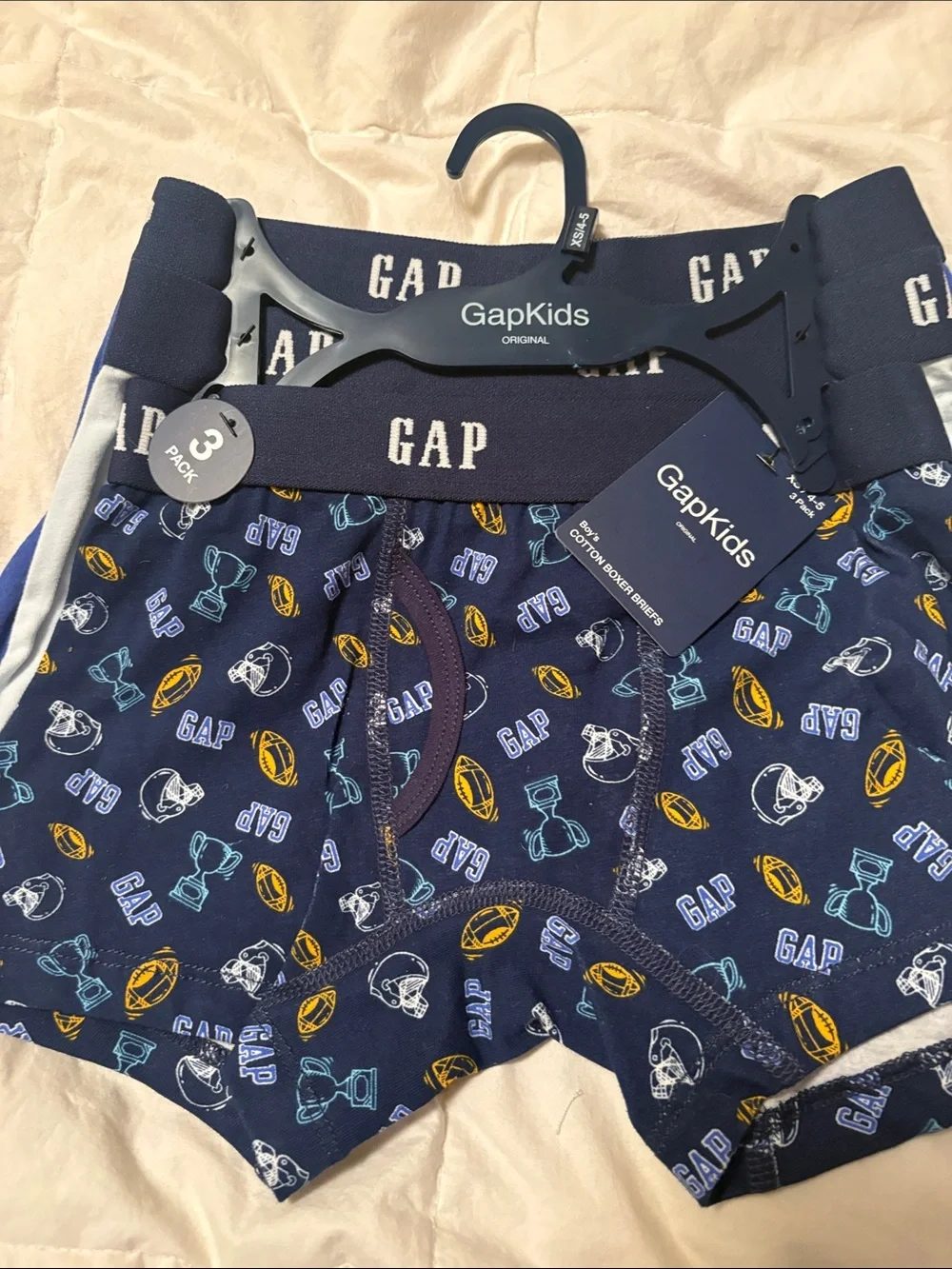 GAP Navy Boys' Football Print Boxer Briefs - 3 Pack
